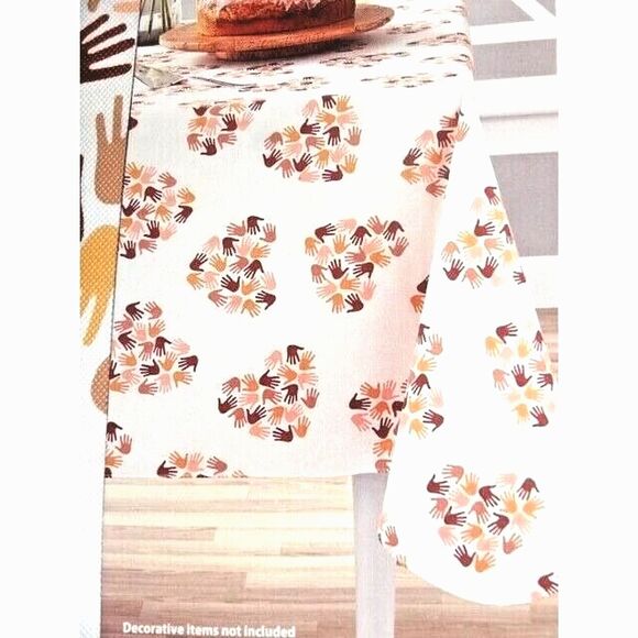 Hearts and Hands Vinyl Kitchen Tablecloth 60 x 84-in PEVA Indoor Outdoor Gift - Picture 3 of 3